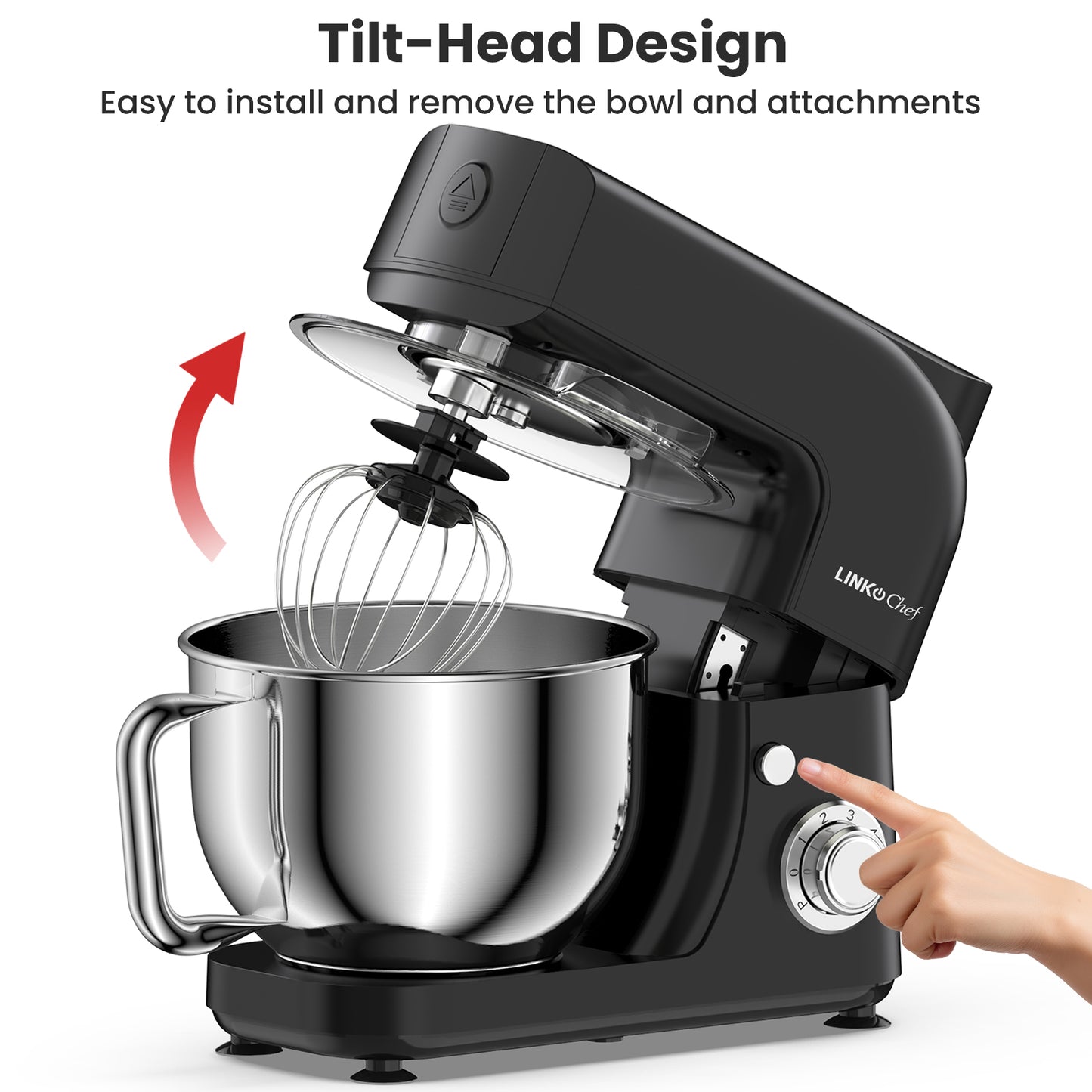 Stand Mixer,5.3QT 800W 6-Speed Tilt-Head Kitchen Electric Mixer with Dough Hook,Whip and Beater