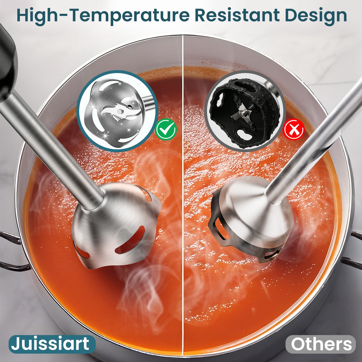 20-Speed Immersion Hand Blender, 5-in-1 800W Stainless Steel Hand Stick Blender, Whisk, Milk Frother
