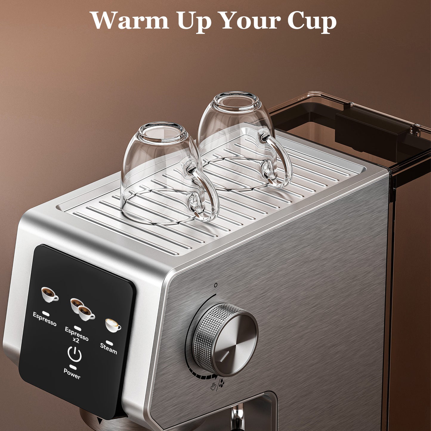 Espresso Machine 20 Bar, Stainless Steel Coffee Machine with 40oz Removable Water Tank for Cappuccino, Latte, Silver