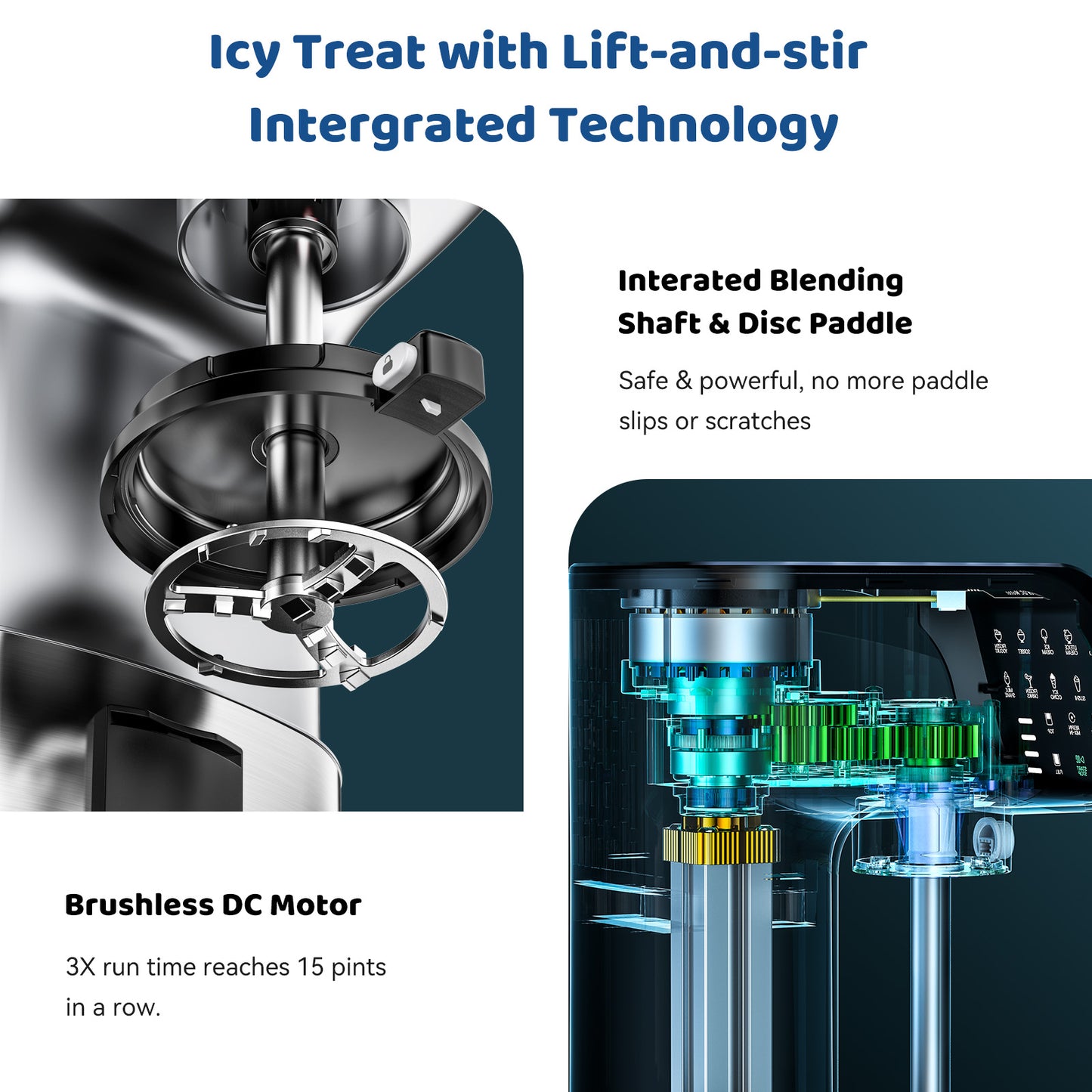 Ice Cream Maker, 11-in-1 Frozen Treat Maker for Gelato, Sorbet, Milkshakes, Mix-ins, (3) 19oz Pints