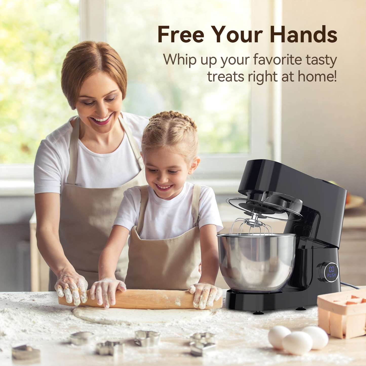 Yumystori Stand Mixer, 12 Speed 6.5 Quart Tilt-Head Kitchen Electric Food Mixer with Beater, Dough Hook and Wire Whip
