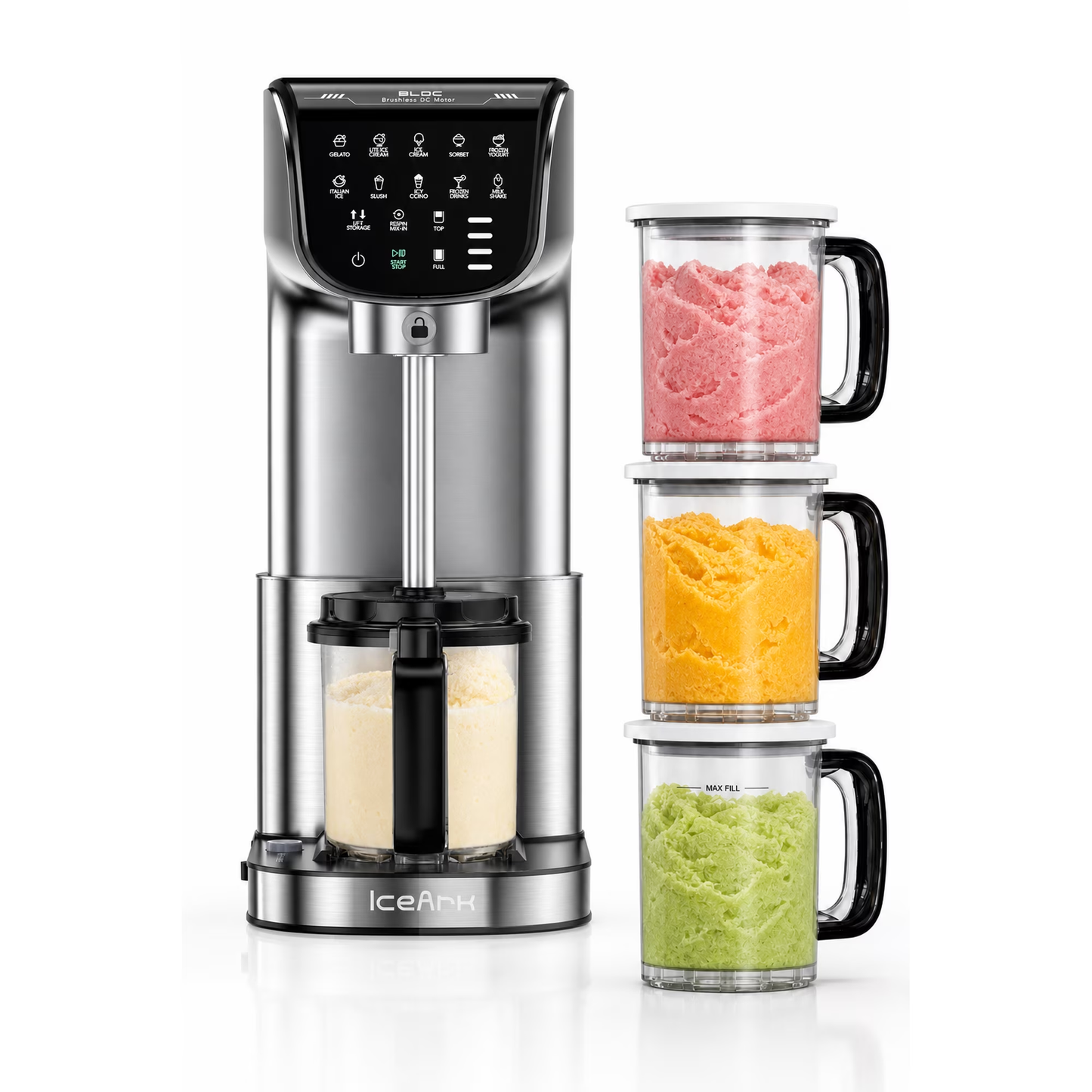 Ice Cream Maker, 11-in-1 Frozen Treat Maker for Gelato, Sorbet, Milkshakes, Mix-ins, (3) 19oz Pints