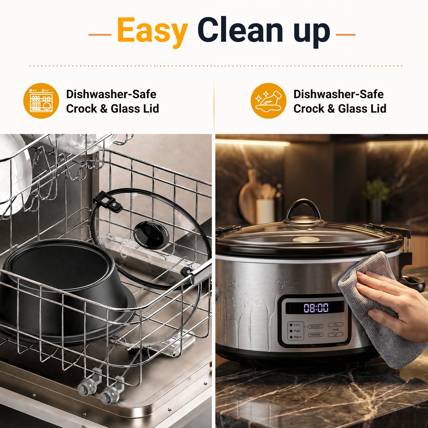 yumystori Slow Cooker 6-Quart Digital Programmable Oval with Locking Lid, Stainless Steel Exterior, Black
